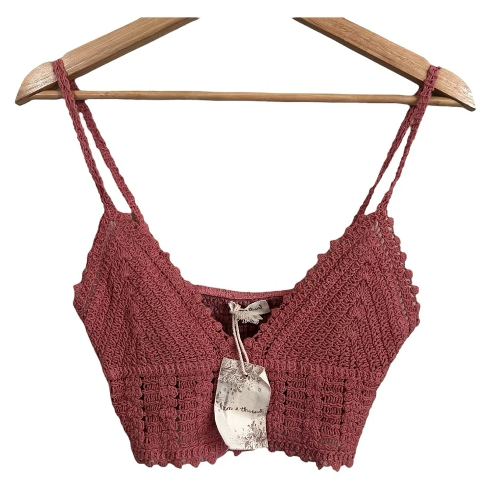 Hem & Thread Crochet Bralette Brami Top Size Small NWT
